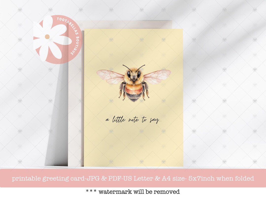 Printable Bee Greeting Card | A Little Note to Say Card | Cute Bee Card ...