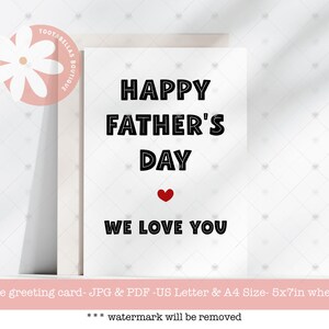 Printable Father's Day Card - We Love You Gift for Dad, Cute Digital Design, 5x7 Instant Download, Last Min Father's Day Gift
