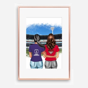 Fichier numérique, portrait des meilleurs amis du football, impression personnalisée des besties, impression d'art football, affiche de sport, cadeaux pour elle, cadeaux pour les amateurs de football
