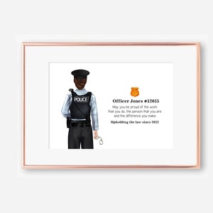 Cadeau d'officier de police personnalisé | Cadeau de remerciement personnalisé avec impression police | Oeuvre d'art unique pour les forces de l'ordre | Merci à la police