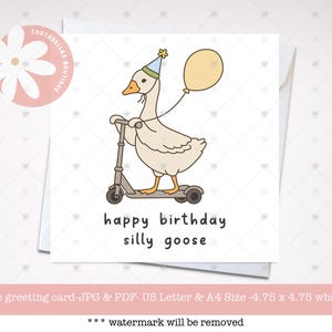 Happy Birthday Silly Goose Greeting Card | Printable Birthday Card | Novelty Greeting Card for Friends & Family | Funny Card for Him or Her