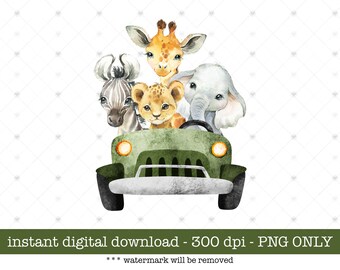 Digital Download, Sublimation Design, Safari Animal Png, Birthday Safari Animal Design, Safari T-shirt transfer file, Birthday Card Design