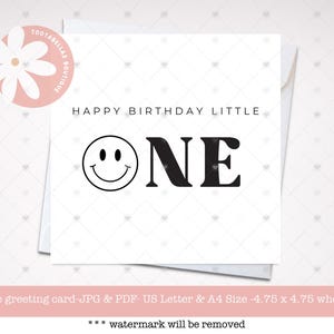 Cartão de aniversário para imprimir, cartão de felicitações de 1º aniversário, cartão para download instantâneo, feliz aniversário para o seu pequeno, cartão para um cara legal, presente de última hora