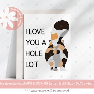 Je t'aime un grand nombre de cartes | Carte de voeux grossière drôle de bout de chat | Téléchargement instantané 5 x 7 | Anniversaire, Saint-Valentin, Anniversaire pour les amoureux des chats
