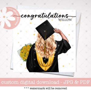 Carte de remise des diplômes imprimable personnalisée - Félicitations diplômé du secondaire, carte pour elle, carte de finissants, carte souvenir de remise des diplômes