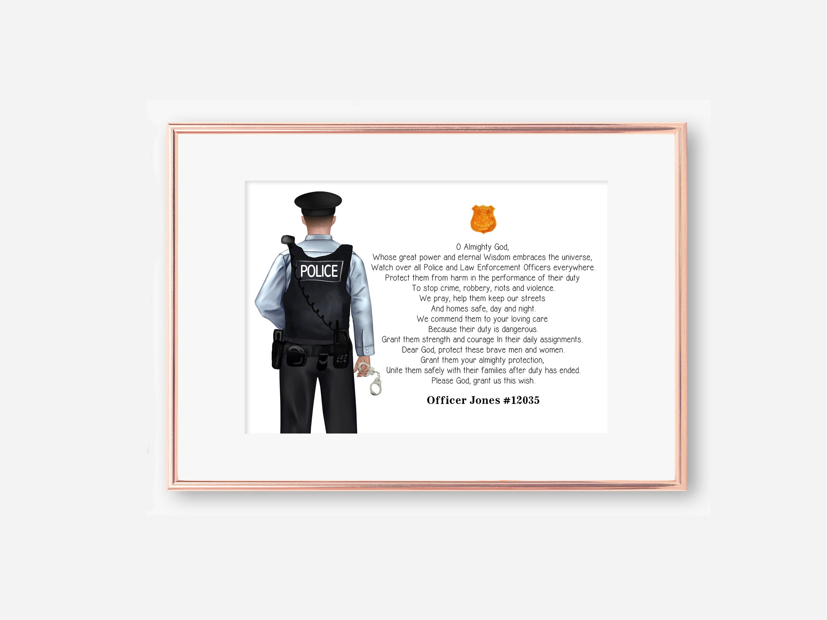 Impresión personalizada de oración de policía: regalo para las fuerzas del orden (digital)
