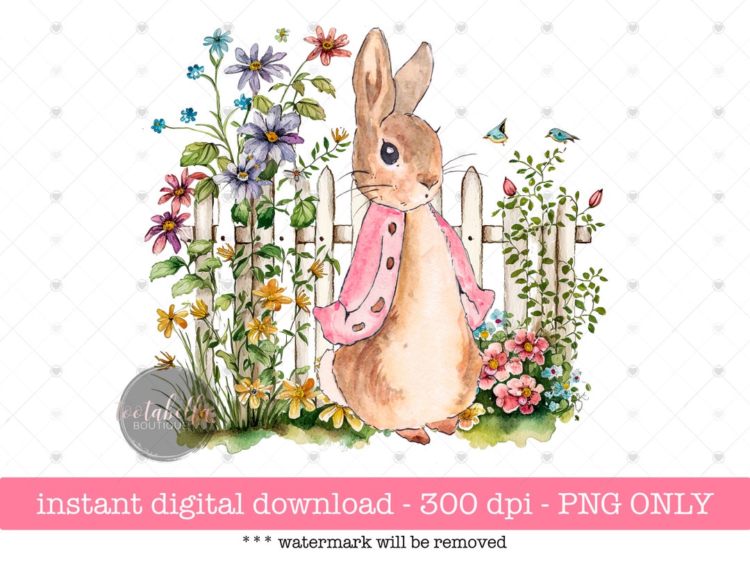 Peter Rabbit PNG, Retro Spring DTF Transfer, Flopsy Art (digital ...