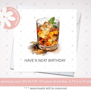 Carte imprimable, téléchargement immédiat, carte d'anniversaire drôle pour lui, passez un anniversaire soigné, carte de voeux humoristique, amateur de whisky, carte papa grand-père