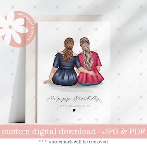 Cartão para impressão: cartão de aniversário personalizado para ela, feliz aniversário, melhor amiga, cartão digital para qualquer idade para melhores amigas, presente de lembrança para ela