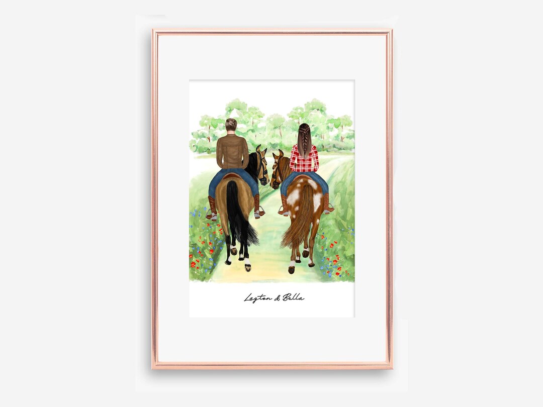Digital File, Couple Gift,horse Riding Best Friend Print,custom Best