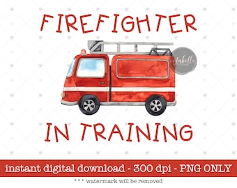 Bombero en formación PNG: Clipart de camión de bomberos (Descarga digital)