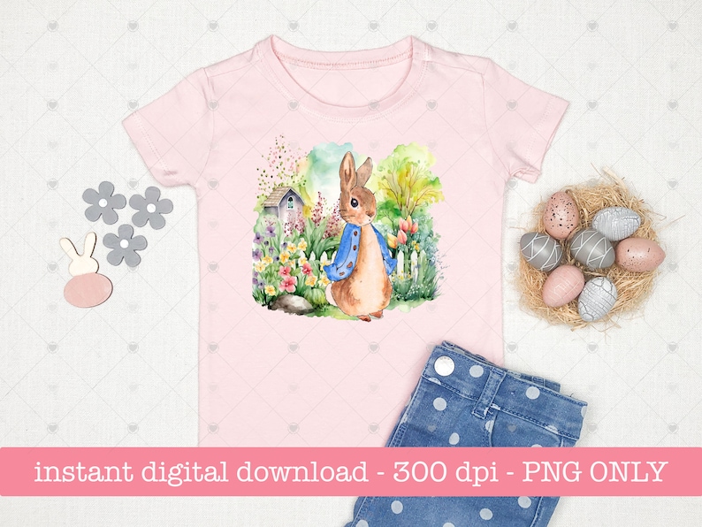 Peter Rabbit Spring Sublimation PNG, Kids DTF Transfer (digital ...