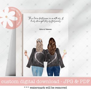 Cartão de Dia das Mães para Imprimir | Cartão de Lembrança Personalizado Mãe e Filha | Cartão para Imprimir para Mãe da Filha | Amor Entre Mãe e Filha