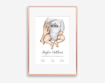 Digital File,Family Newborn Print,Newborn Birth Print, Baby Birth Print,Nursery Art Print,Nursery Decor,Baby hands,Personalised Baby Gift