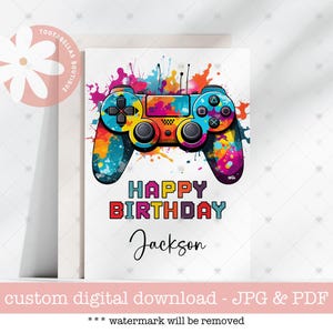 Druckbare Geburtstagskarte, benutzerdefinierte Gamer Geburtstagskarte, druckbare 13.Geburtstagskarte, Videospielkarte, Gamer-Teenager-Karte, Leveled-Up-Karte