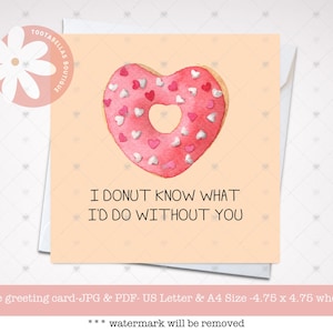 Druckbare Karte, Lustige Valentinstagskarte, I Donut weiß, was ich tun würde Karte, Food Pun Karte, Lustige paar Jubiläumskarte, Cheesy paar Karte