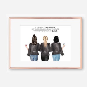 Custom Coworker Besties Print: Personalized Friends Art (Digital Download)