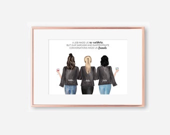 Custom Coworker Besties Print: Personalized Friends Art (Digital Download)
