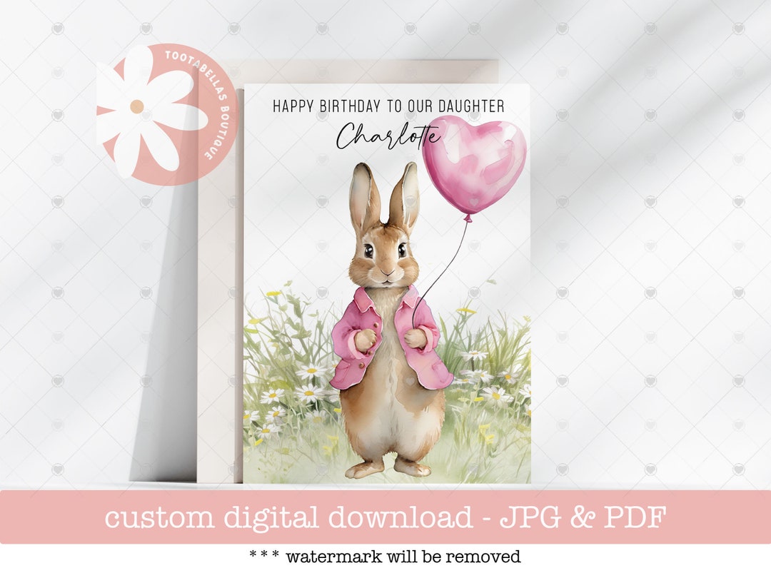 Printable Card - Peter Rabbit Birthday Card for Her, Daughter, Niece ...