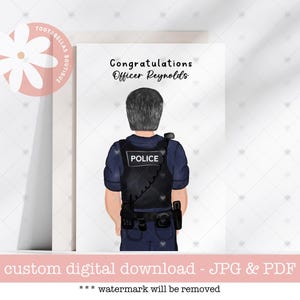 Carte d'officier de police imprimable, carte de félicitations de premier intervenant, carte de remerciement aux forces de l'ordre, de retraite ou de promotion pour les agents
