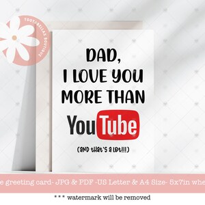 Tarjeta de cumpleaños imprimible, linda tarjeta de felicitación para el Día del Padre, "Te quiero más", regalo digital para papá, tarjeta de feliz Día del Padre, descarga instantánea