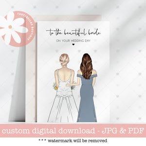 Cartão de casamento personalizado para irmã - Cartão de noiva personalizado, presente de casamento para impressão, cartão de casamento para irmã, cartão digital para noiva