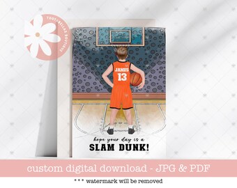 Personalized Basketball Birthday Card for Boys (Digital Download 5x7in Printable Card Stock Design)