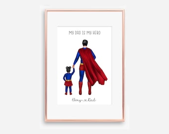 Personalized Superhero Dad Print, Father's Day Gift (Digital File)