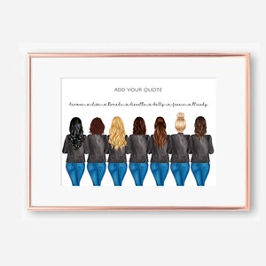 Impresión personalizada de mejores amigas / Archivo digital personalizado, regalo de amistad para niñas, regalo único para ella, impresión de 7 mejores amigas, Girl Squad