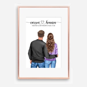 Personalised Couple Print, Couples Gift, Gift for Her, Boyfriend Girlfriend Print, Customised Couple, Anniversary Gift, Valentine, Christmas