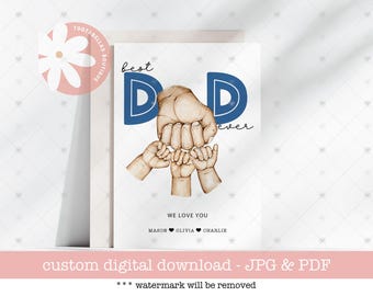 Tarjeta personalizada imprimible para el Día del Padre: El mejor papá del mundo, regalos para papá, tarjetas para niños, Feliz Día del Padre, Te queremos.