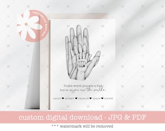 Personalised Father's Day Card Printable – Best Dad Ever Gift from Kids, Gifts for Him, Dad Celebration Birthday Greeting Card from Family