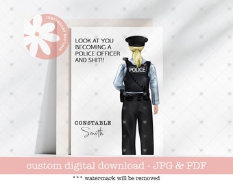 Personalized Police Academy Graduation Card: Law Enforcement Congratulations (Digital Download)