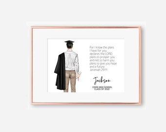 Lámina de graduación personalizada / Versículo bíblico Jeremías 29:11 (Descarga digital)
