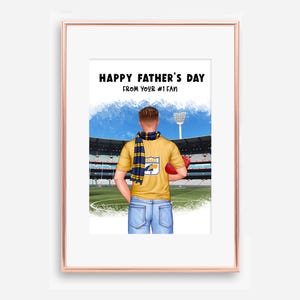 Digitaal bestand, Aussie Rules voetbalportret, aangepaste sportprint, voetbalkunstprint, cadeaus voor hem, Vaderdag Art Print, verjaardagskunst