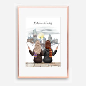 Digital File, Custom Best Friend Print, Magical Friends Gift, Custom Best Friend Gift, Witch Friends, Gifts for Friends, Wizard School Print