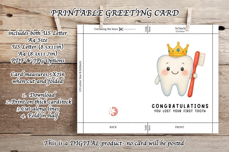 Tooth Magic Card Tooth Fairy Card Printable: Lost Tooth Celebration (digital Download ...