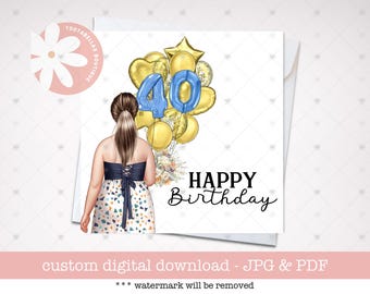 "Geburtstagskarte ""40"" für Sie (Digitaler Download)"