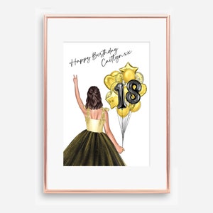Digitale Datei, 18.Geburtstagsgeschenk für Mädchen, personalisierter 18.Geburtstagsdruck, Karte zum 18. Geburtstag, Geburtstagskarte für Mädchen, beste Freunde 18