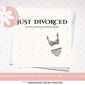 Funny Just Divorced Card: Healing & Hookups Greeting Card (Digital Download)