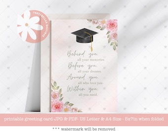 Graduation Card Printable | Inspirational Graduation Greeting Card | Instant Download 5x7 Card | Graduation Congratulations Card