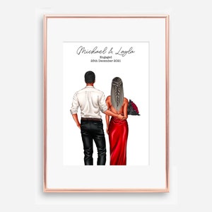 Fichier numérique, cadeau de fiançailles, impression de couple, impression de fiançailles de couple personnalisée, cadeau d'anniversaire, cadeaux pour les couples, impression de couple de fiançailles