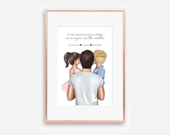 Personalized Father's Day Print: Dad & Children Wall Art (Digital File)