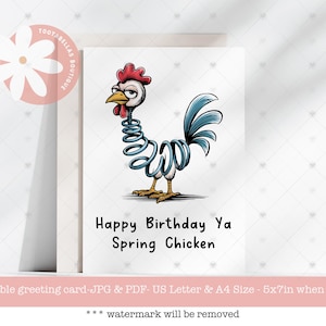 Sofortdownload | Alles Gute zum Geburtstag Huhn Grußkarte | Lustige druckbare Karte für Freunde & Familie | Neuheit Karte für Ihn oder Sie