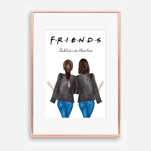 Personalized Best Friends Print - Custom Friendship Portrait, Gift for Her, Custom Wall Art, Best Friend Gift, Unique Gifts for Friends