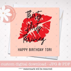 Printable Card - Personalised 30th Birthday Card, Thirty Flirty Thriving, Cute Card for Her, Best Friend or Sister Gift, Chapter 30 Birthday