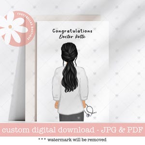 Carte imprimable Merci docteur - Félicitations à la retraite, promotion d'emploi de médecin, cadeau pour diplômé, carte de remerciement pour un collègue,