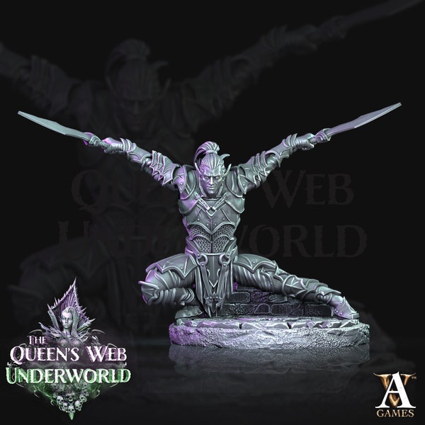 Dark Elf Wormling (32mm) - 2 poses + blindfolded/normal 3D Printed Fantasy Miniature • D&D • Pathfinder • RPG• Archvillian Games