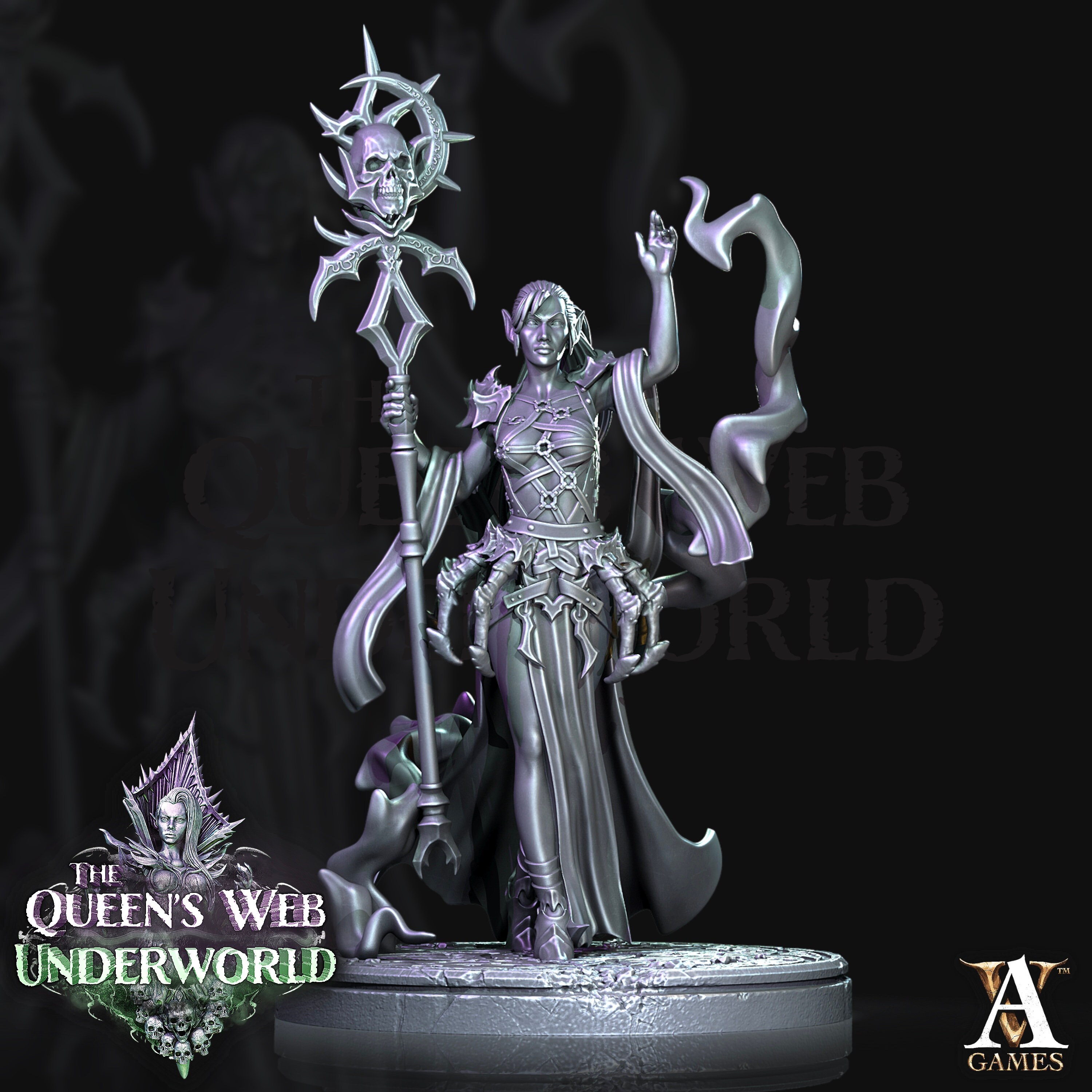Bones Black Dark Elf Priestess - Miniaturfigur Von Reaper