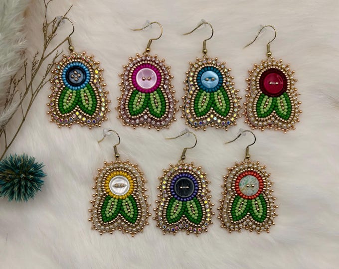 Métis Inspired Floral Beaded Long Sleeve Polo